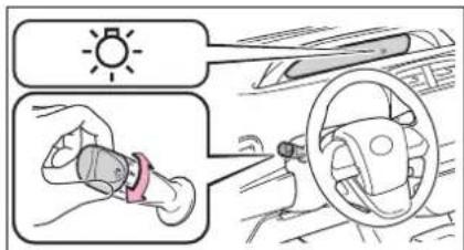 Diagram illustrating car safety instructions with sun icon and gear switch, showing driver's seat and steering wheel