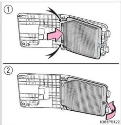Technical diagram showing two views of a heat exchanger component with labeled parts and directional arrows indicating flow or movement.