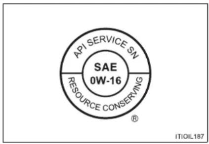 API SERVICE SN SAE 0W-16 RESOURCE CONSERVING ® ITIOIL187