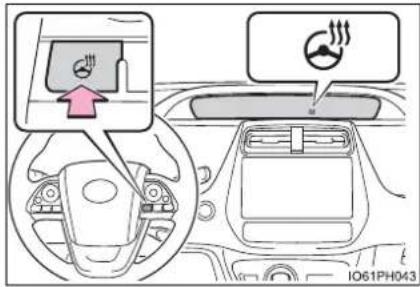Diagram showing car interior with dashboard, steering wheel, and air vent, including a warning sign and magnified view of the steering wheel.