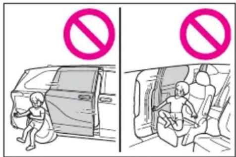 Diagram showing two scenes of a person inside a van and a seated passenger, both marked with a no-smoking symbol.