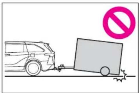 Diagram showing a van pulling a large block with a 'no' symbol above, indicating no traffic or prohibition.