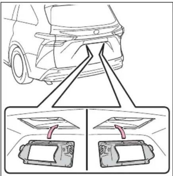 Diagram showing car rearview mirror and front-mounted dashboard with labeled components