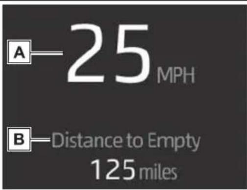A—25 MPH B—Distance to Empty 125 miles