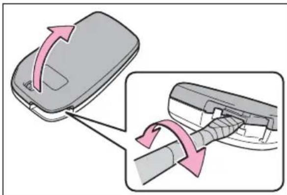 Diagram illustrating a device's internal structure with pink arrows indicating rotation or movement, showing a close-up of the component.
