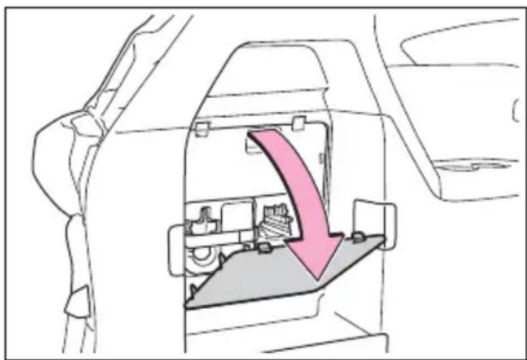 TOYOTA Sienna Hybrid (2021) - Taking out the emergency tire puncture repair kit - 1