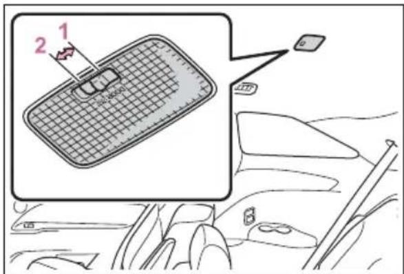 Diagram showing a car interior with a labeled component and a magnified view of the device's internal structure.