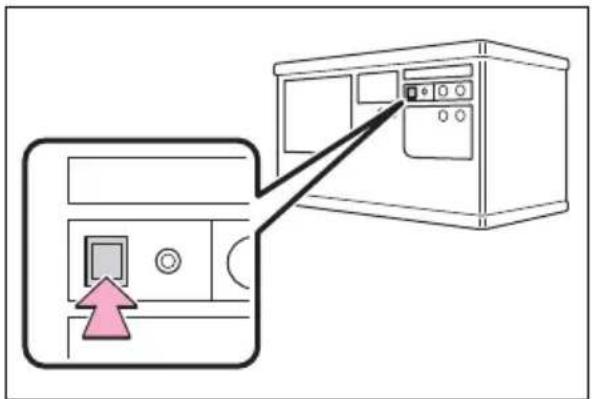 Diagram showing a device with a pink arrow pointing to a control panel connected to an air conditioner unit.