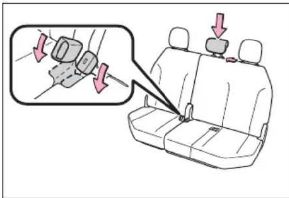 Diagram showing car seatbelt buckle adjustment with magnified view of the seatbelt being adjusted