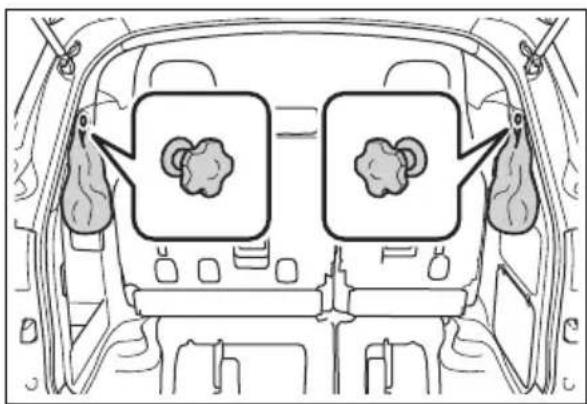 Diagram of a vehicle interior with two labeled brain regions highlighted in boxes, showing anatomical or structural details.
