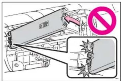Diagram showing a vehicle interior with a highlighted safety symbol and a magnified view of the interior damage.