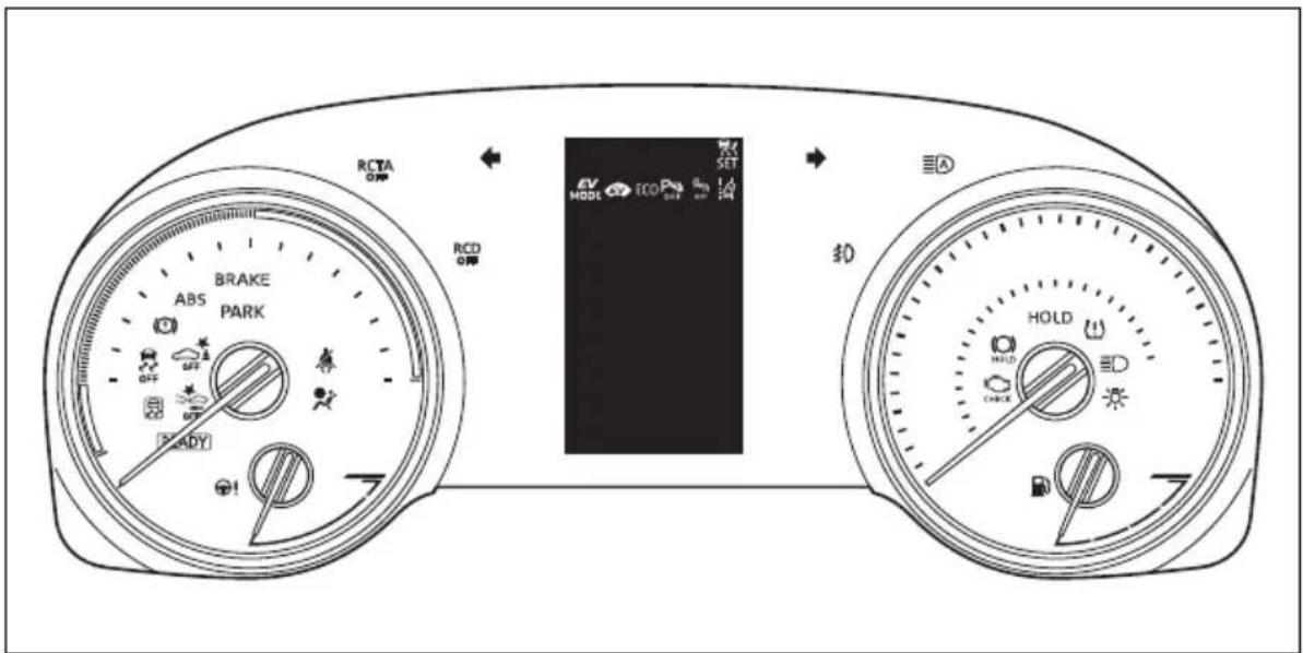 RCTA ON ABS PARK BRAKE OFF READY! RCD ON SET EV MODE ECO P OFF SET 扣 HOLD HOLD HOLD HOLD
