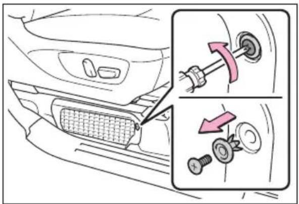 Diagram illustrating car wheel mounting and tire repair process with magnified insets showing tool positioning and assembly steps