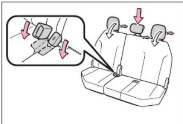 Diagram showing car seatbelt buckle adjustment with magnified view of seatbelt mechanism