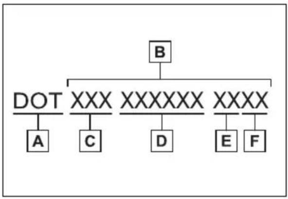 TOYOTA Sienna Hybrid (2021) - Typical DOT and Tire Identification Number (TIN) - 2