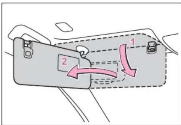 Diagram showing a car door handle with labeled parts and directional arrows indicating movement or movement.