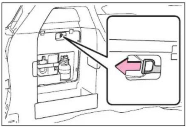 Diagram showing a car interior with a highlighted component and an arrow pointing to a specific area.