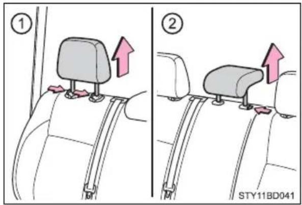 Diagram showing car seatbelt mounting mechanism with numbered instructions and directional arrows