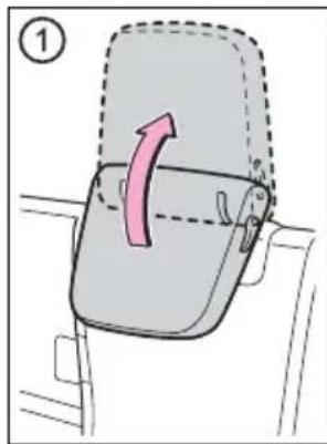 Diagram showing a mechanical component with an arrow indicating direction, labeled with number ①