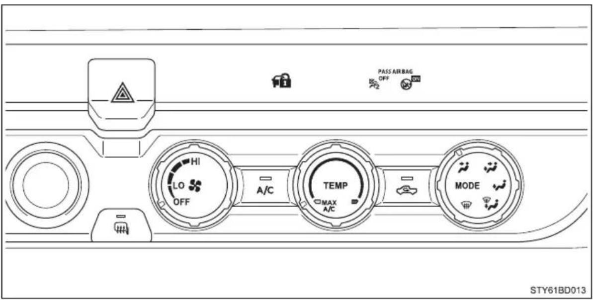 PASS AIR BAG OFF A/C TEMP MAX A/C MODE STY61BD013