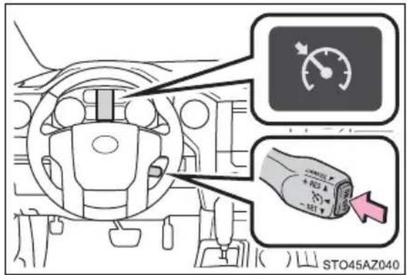 Diagram of car dashboard control panel with speedometer and indicator lights, showing directional arrows and a timer.