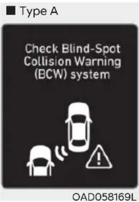 Type A Check Blind-Spot Collision Warning (BCW) system OAD058169L