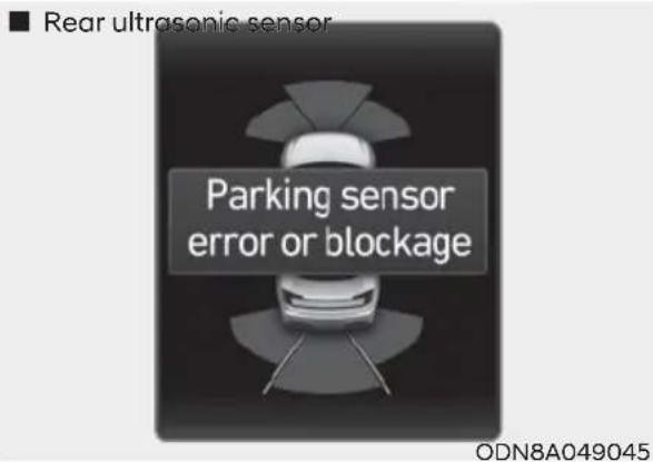 ■ Rear ultrasonic sensor Parking sensor error or blockage ODN8A049045