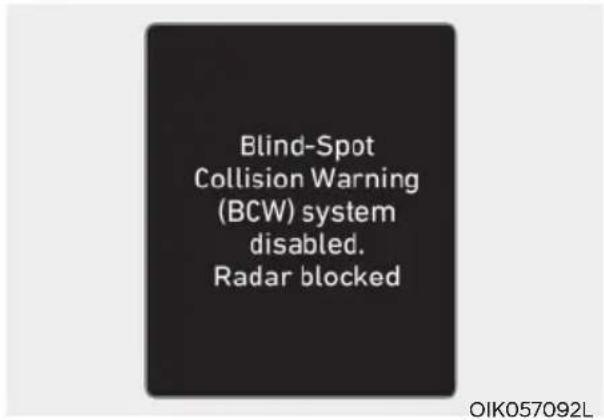 Blind-Spot Collision Warning (BCW) system disabled. Radar blocked