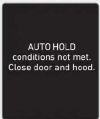 AUTO HOLD conditions not met. Close door and hood.