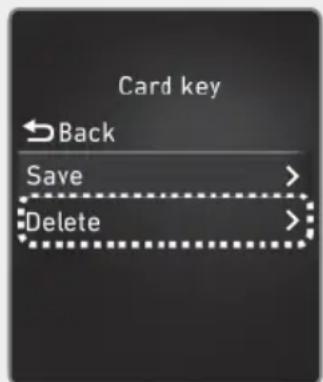 Card key Back Save > Delete >