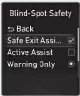 Blind-Spot Safety Back Safe Exit Assi... Active Assist Warning Only