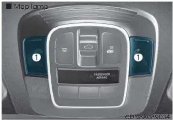 Map lamp ① ① PASSenger AIR BAG ODIN8A089034