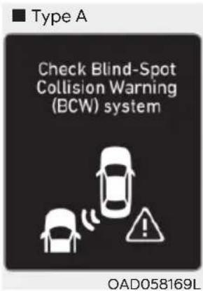 Type A Check Blind-Spot Collision Warning (BCW) system OAD058169L