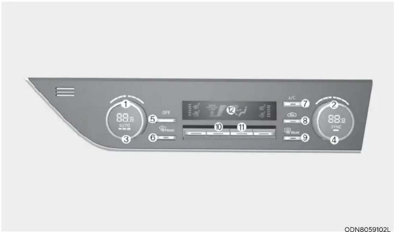 1 88.8 AUTO OFF 3 6 5 4 6 12 A/C 7 2 8 88.8 SYNC 9 4 10 11 OFF FRONT