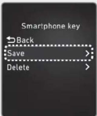 Smartphone key Back Save > Delete >