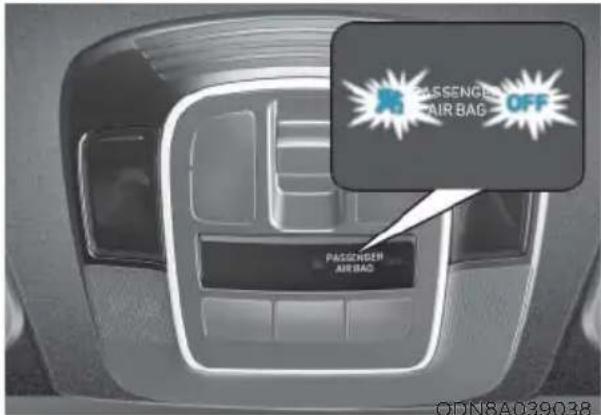 PASSengers AIR BAG OFF PASSengers AIR BAG ODN8A039038
