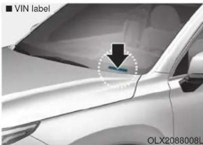 VIN label OLX2088008L