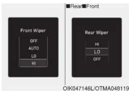 Rear Front Front Wiper OFF AUTO LO HI Rear Wiper HI LO OFF OIK047146L/OTMA048119