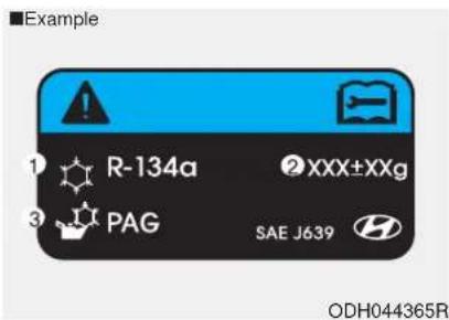 Example R-134a PAG XXX±XXg SAE J639 ODH044365R