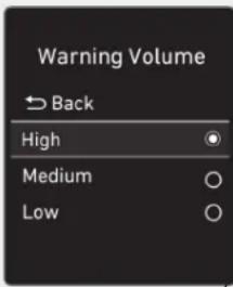 Warning Volume Back High Medium Low