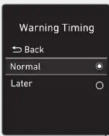 Warning Timing → Back Normal Later