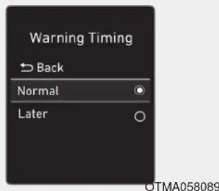 Warning Timing → Back Normal Later OTMA058089