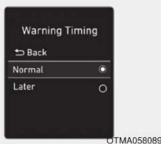 Warning Timing → Back Normal Later OTMA058089