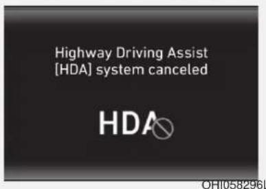 Highway Driving Assist [HDA] system canceled HDA OHI058296L
