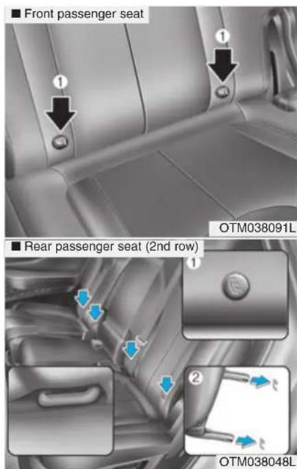 ■ Front passenger seat ■ Rear passenger seat (2nd row) OTM038091L OTM038048L