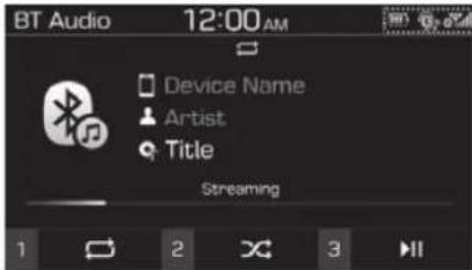 BT Audio 12:00 AM Device Name Artist Title Streaming