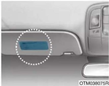 HYUNDAI Santa Fe (2020) - Air bag warning labels - 1