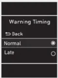 Warning Timing → Back Normal Late