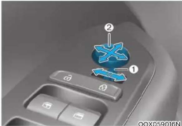 Car interior control panel with labeled icons showing airplane and directional arrows