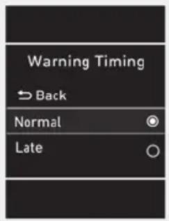 Warning Timing → Back Normal Late
